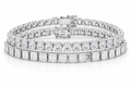 Emerald Cut & Oval sterling silver tennis bracelet stack - hero