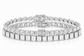 Emerald Cut & Pear sterling silver tennis bracelet stack - hero