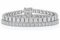 Emerald Cut & Princess sterling silver tennis bracelet stack - hero