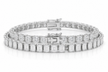 Emerald Cut & Cushion sterling silver tennis bracelet stack - hero