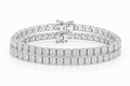 Radiant & Elongated Cushion sterling silver tennis bracelet stack - hero