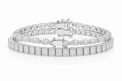 Radiant & Marquise sterling silver tennis bracelet stack - hero