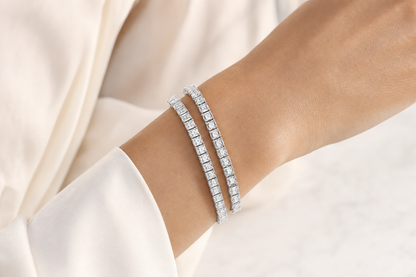 Radiant & Princess sterling silver tennis bracelet stack - life