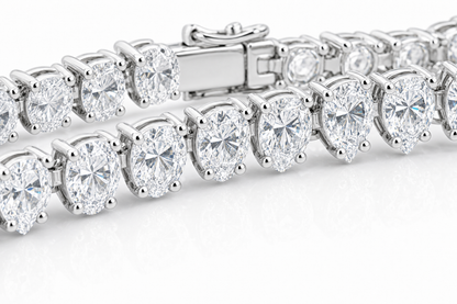Oval & Pear sterling silver tennis bracelet stack - detail
