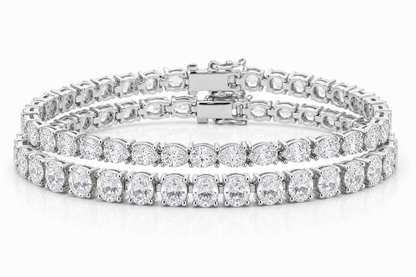 Oval & Pear sterling silver tennis bracelet stack - hero