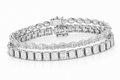 Marquise & Emerald Cut sterling silver tennis bracelet stack - hero