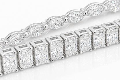 Marquise & Radiant sterling silver tennis bracelet stack - detail