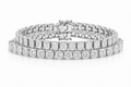 Elongated Cushion & Emerald Cut sterling silver tennis bracelet stack - hero