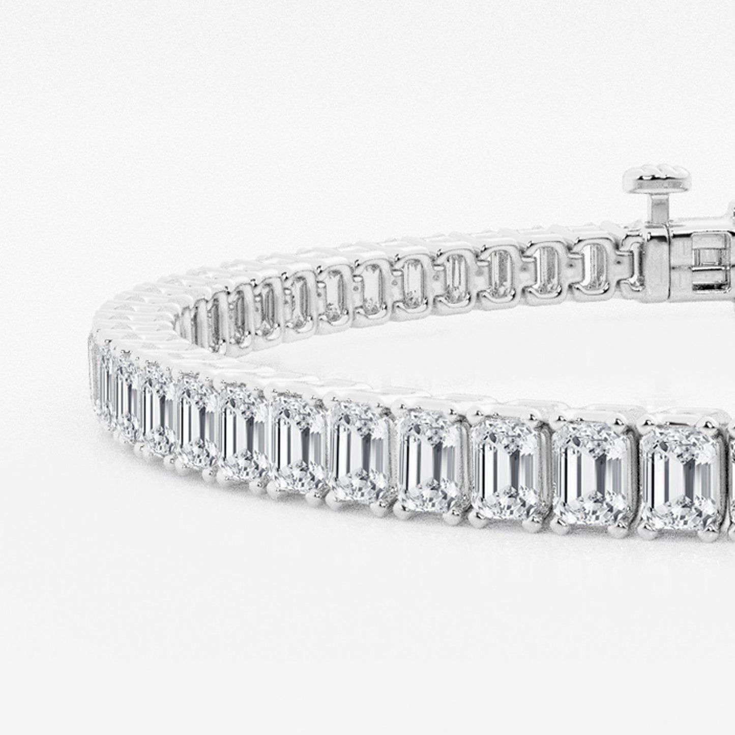 Elongated Cushion and Emerald Cut sterling silver tennis bracelet stack - affordable luxury stackable jewelry with moissanite, lab-grown and natural diamond options