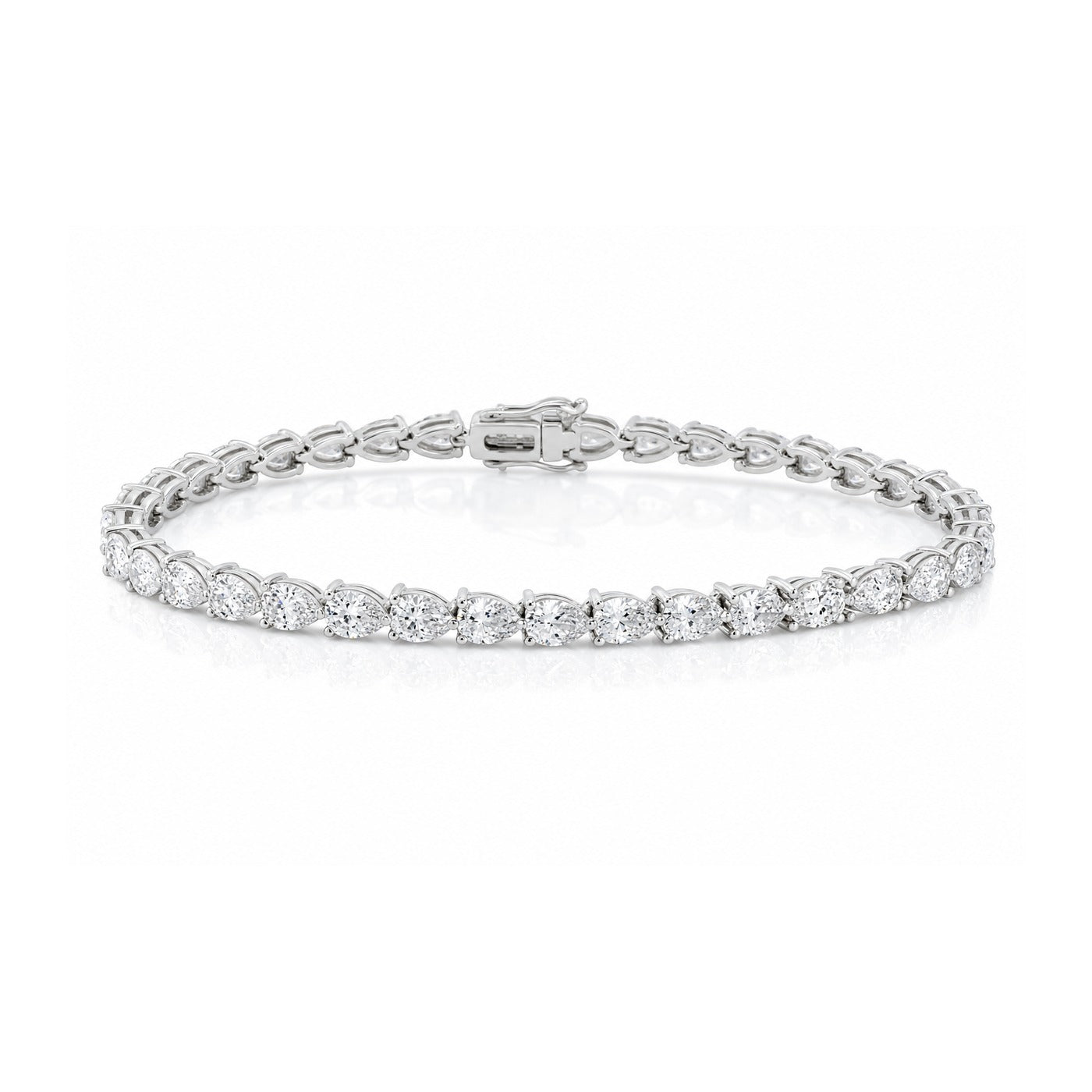 Pear Cut Sterling Silver Tennis Bracelet