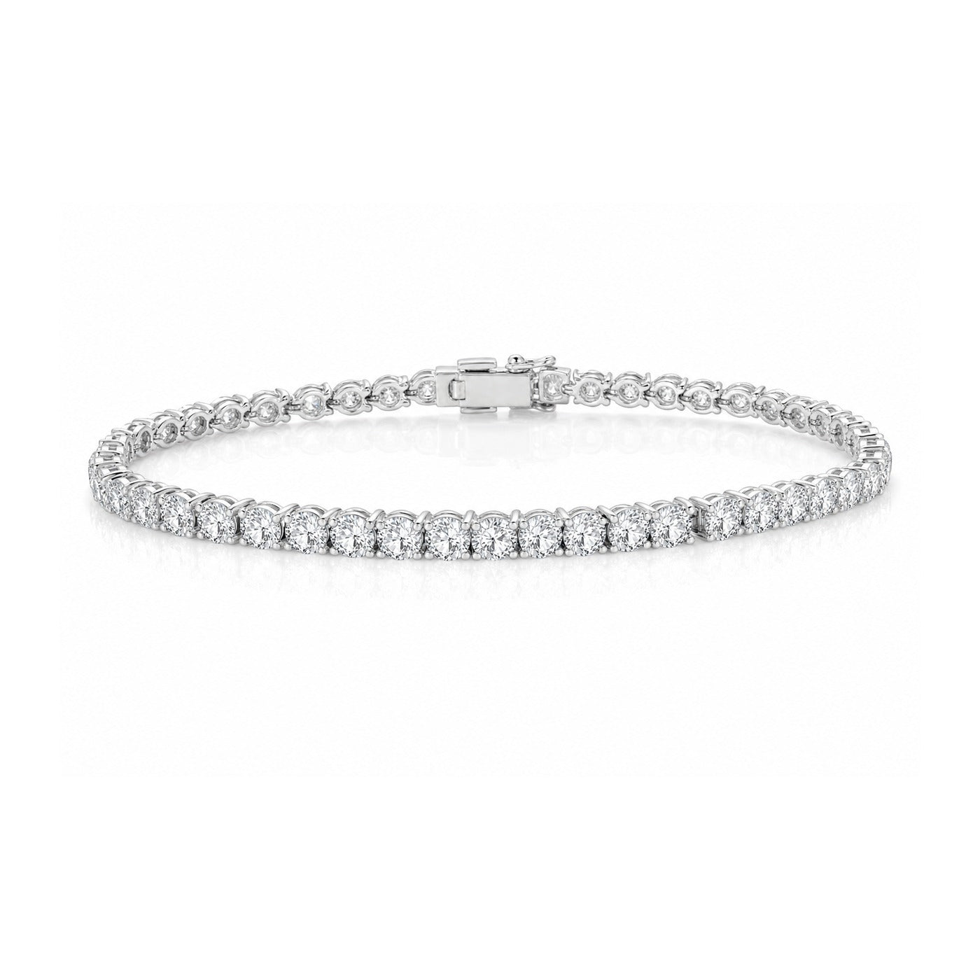 Round Brilliant Sterling Silver Tennis Bracelet
